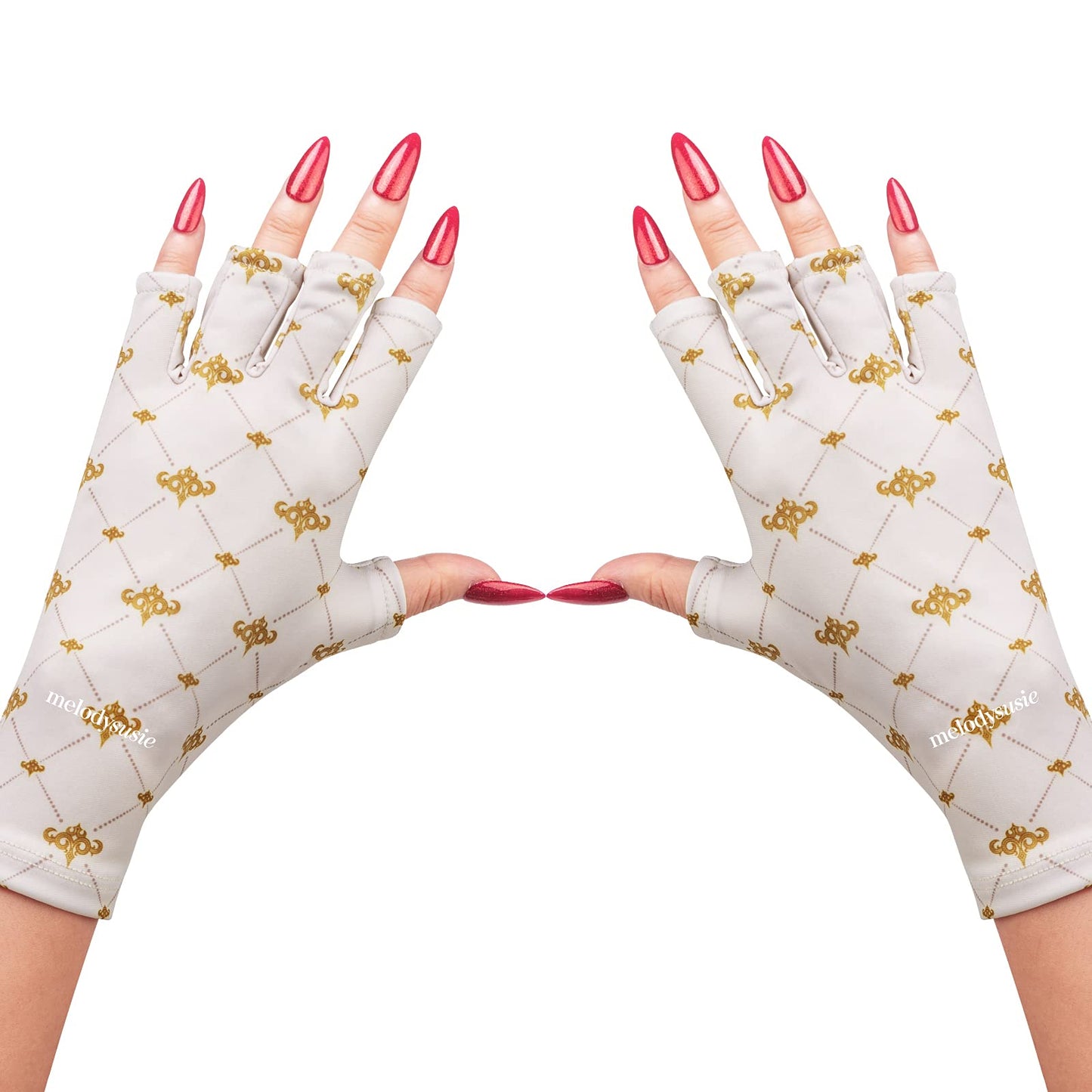 MelodySusie UV Gloves for Nails, UV Lamp Gloves for Manicures Protection, Modern Stylish Gel Manicure Gloves, Nail Art Skin Care Fingerless UV Shield Gloves