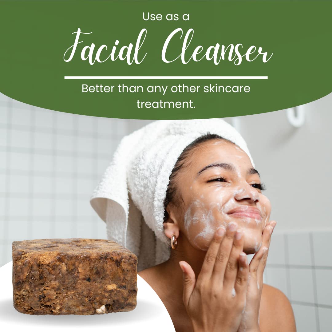 Raw African Black Soap 1lb Bar, for Dry Skin and Skin Conditions, Pure & Natural Ingredients, Imported From Ghana