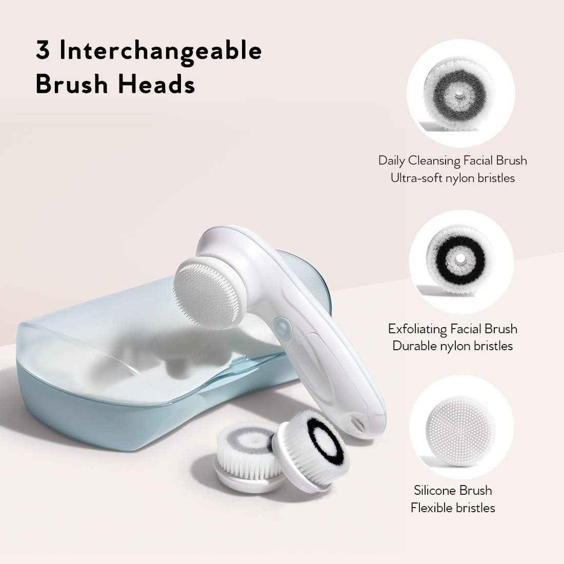 My Life My Shop Ultimate Spin Facial Cleansing Brush (Pink) Ultimate Skin Spa with 3 Interchangeable Face Brushes-Daily Cleansing, Exfoliating Brush, Silicone Brush&Protective Case