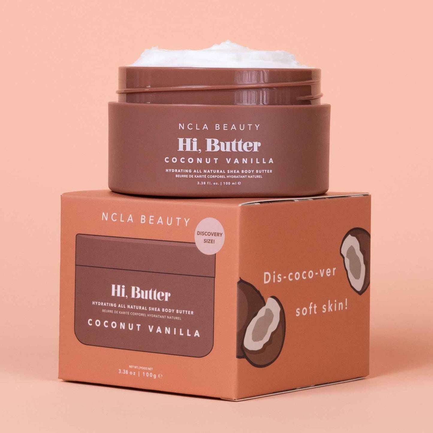 NCLA - Hi Butter, Natural Shea Body Butter | Nourish, Soften, Hydrate Skin | Shea, Mango + Cocoa Butters, Vitamin C | Vegan, Cruelty-Free, Clean Skincare (Coconut Vanilla; 100 mL | 3.34 fl oz)