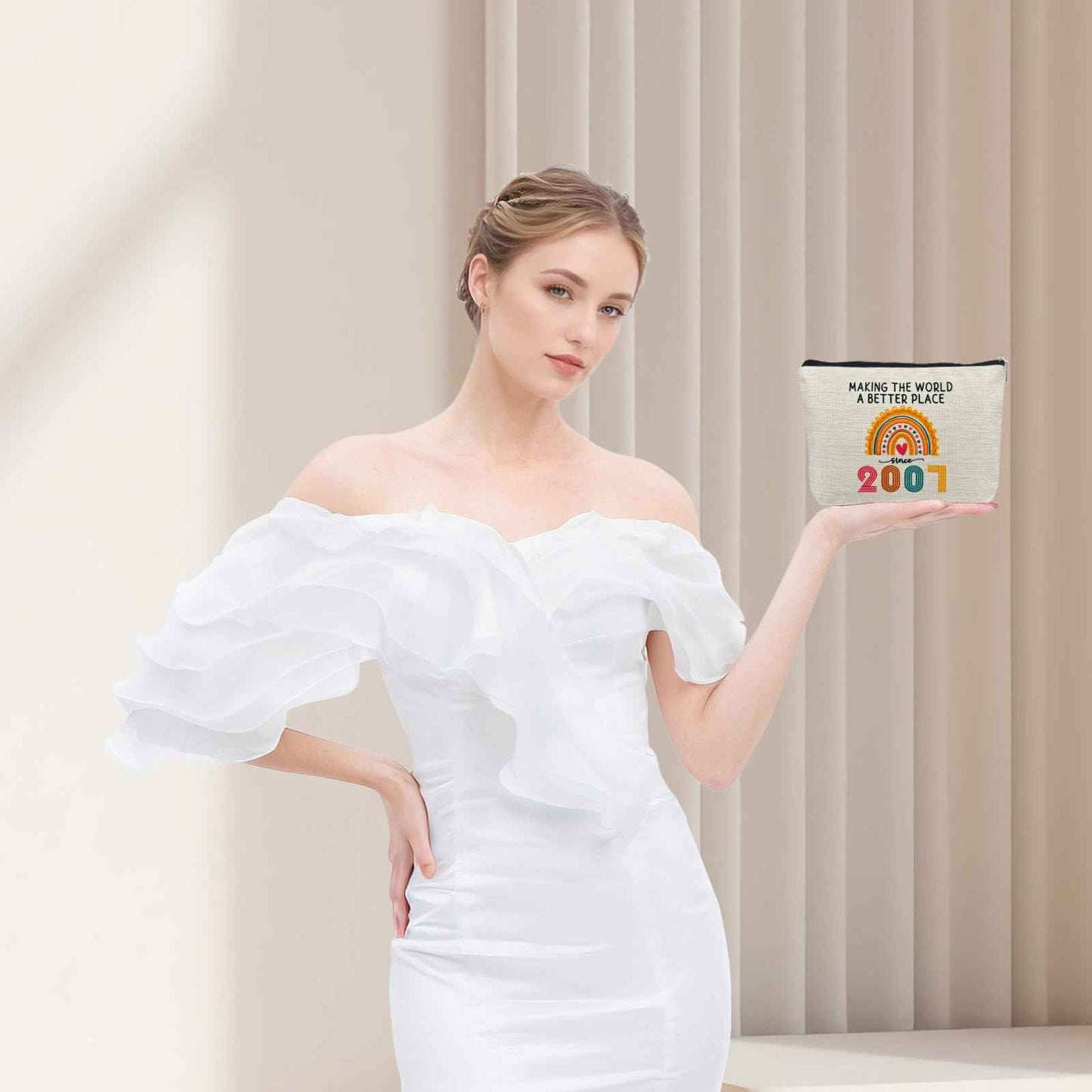 Ancpeany 18th Birthday Gifts for Girls: Makeup Bag, 2007 Happy 18th Birthday Decorations, Cosmetic Travel Pouch