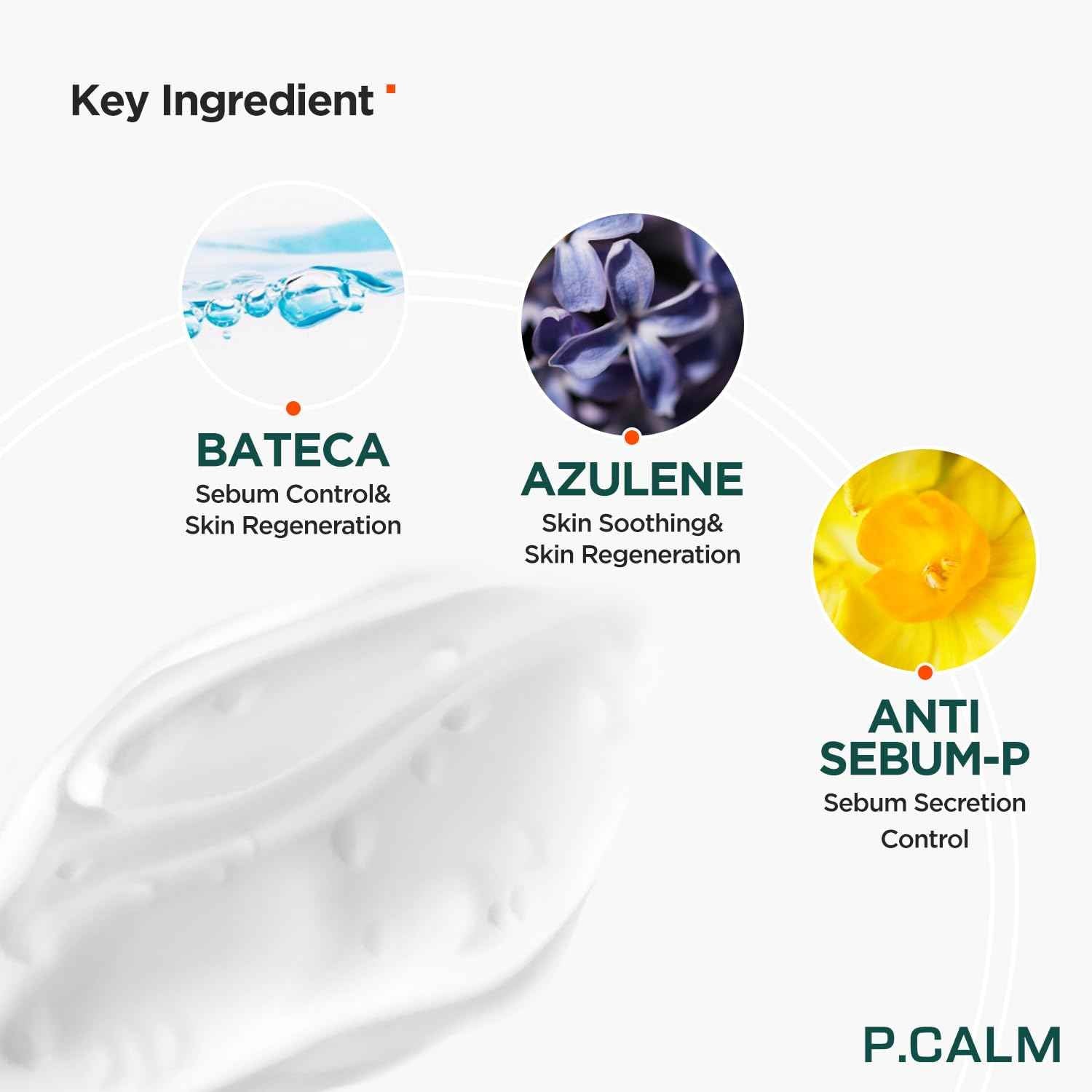 P.CALM Underpore Foam Cleanser – Azulene for Deep Pore Cleansing, Blackhead & Whitehead Removal, Korean Vegan Facial Wash for Sensitive Skin (250ml / 8.45 fl.oz)