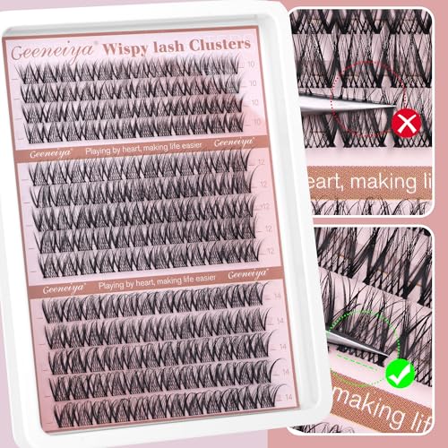 Geeneiya C Curl Wispy Lash Clusters – 10-14MM Natural Look