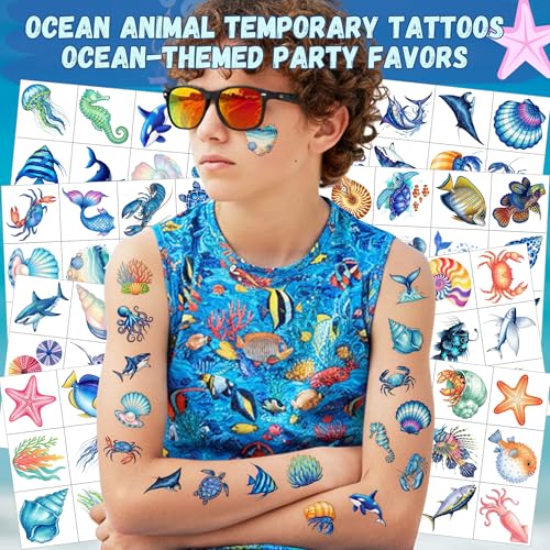 96 Ocean Temporary Tattoos - Under The Sea Party Favors
