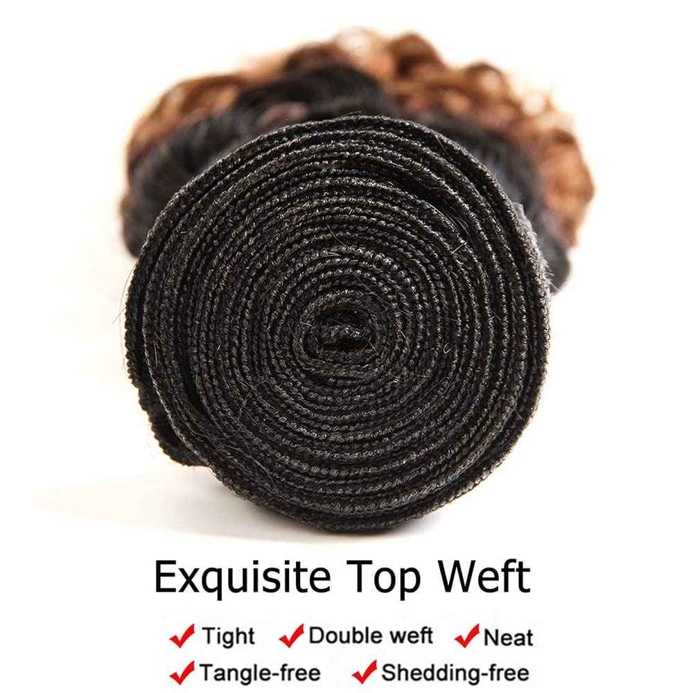 24 26 28 inch Natural Black Kinky Curly Bundles #4 Brown Human Hair Bundles Ombre 1b/4/30 Color Brazilian Remy Dark Brown Bundle