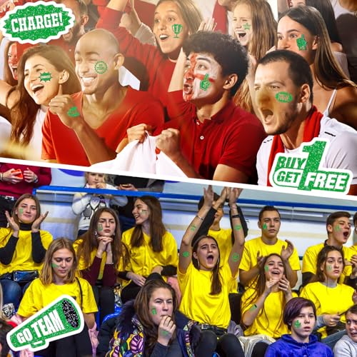 240 Pcs Green Glitter Team Spirit Temporary Tattoos