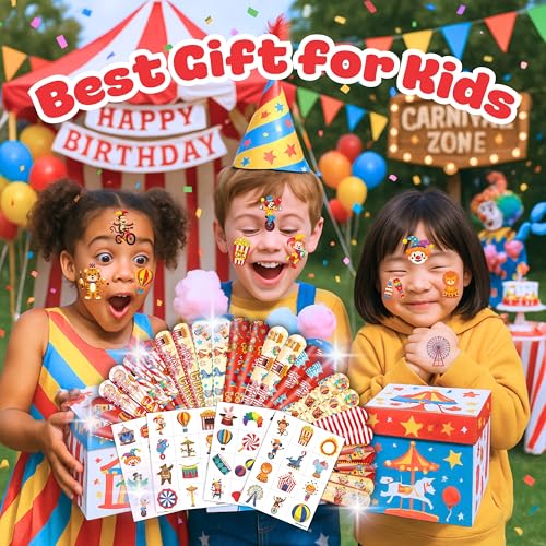 Carnival Party Favors Set - 72 Pieces Slap Bracelets & Temporary Tattoos