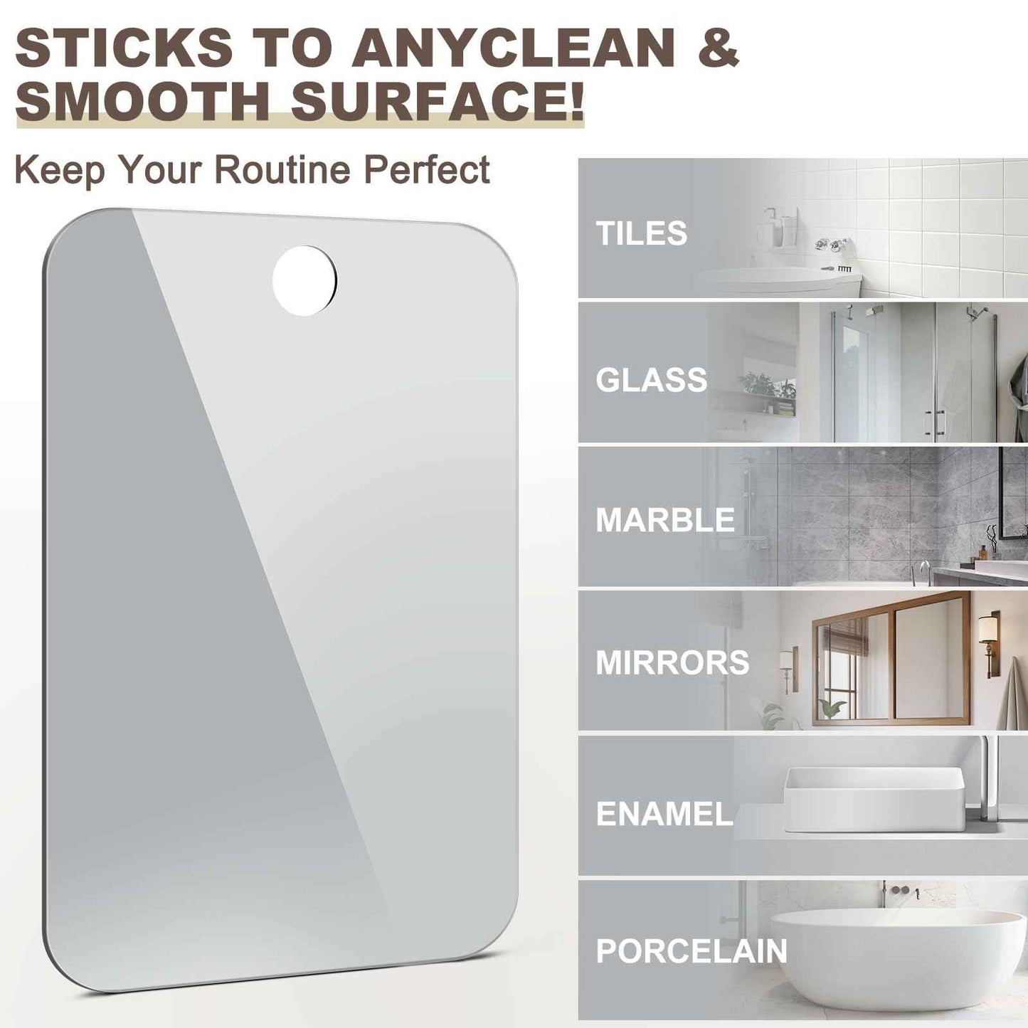 Nyosye Shower Mirror Fogless for Shaving Anti-Fog Frameless Wall Hanging Makeup,11.02" L x 7.87" W,Darkgrey