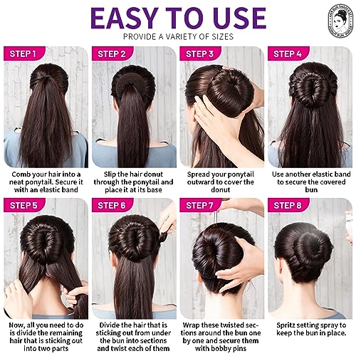 Teenitor Donut Hair Bun Maker Set - 7 Rings with Pins & Bands