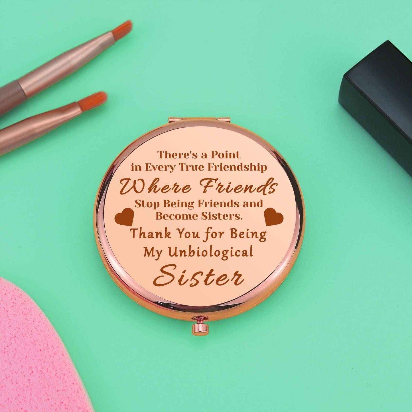 Friendship Gift for Women Inspirational Birthday Gifts for Women Compact Mirror for Girl Soul Sister Bestie Folding Makeup Mirror for BFF Best Friend Christmas Graduation Gifts