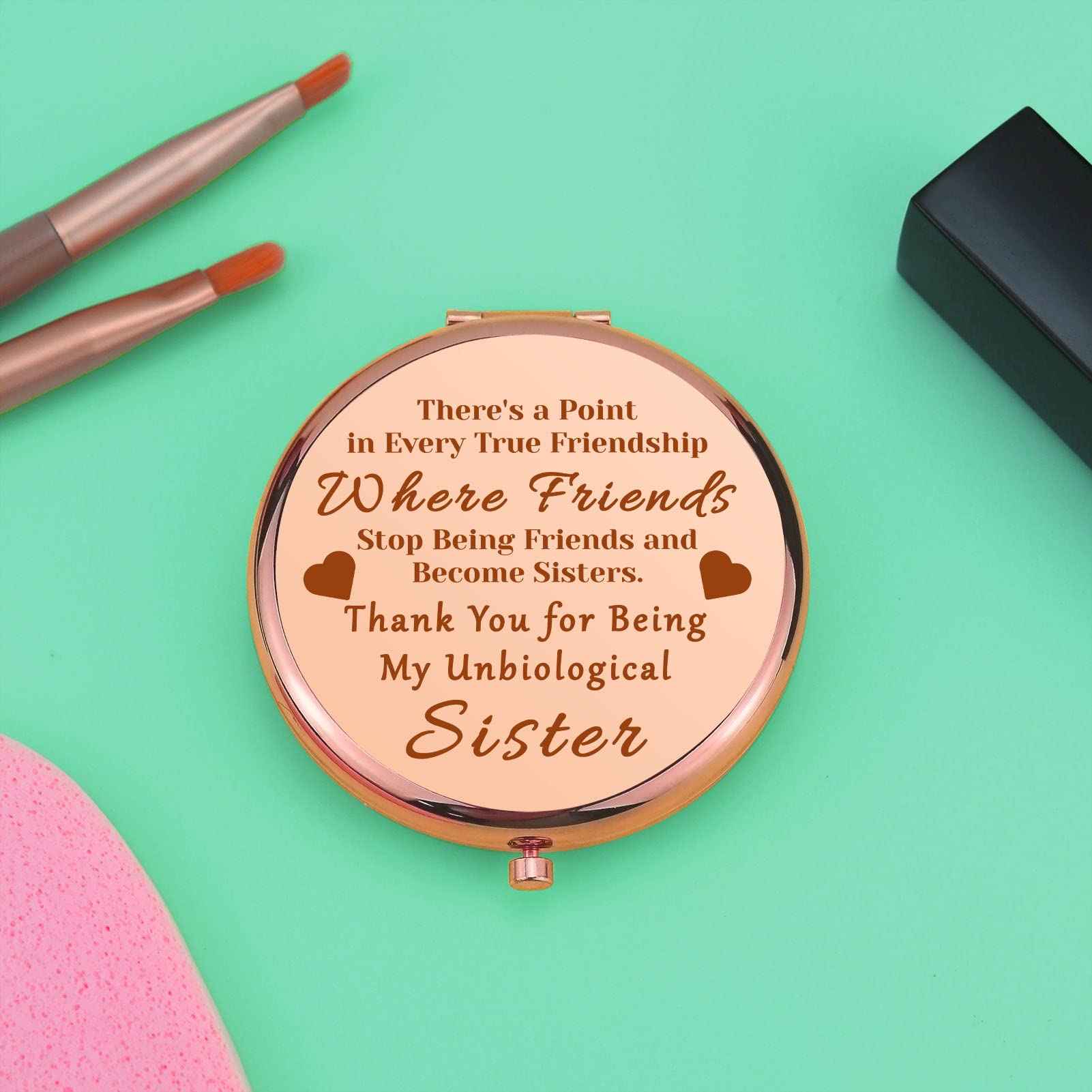 Friendship Gift for Women Inspirational Birthday Gifts for Women Compact Mirror for Girl Soul Sister Bestie Folding Makeup Mirror for BFF Best Friend Christmas Graduation Gifts