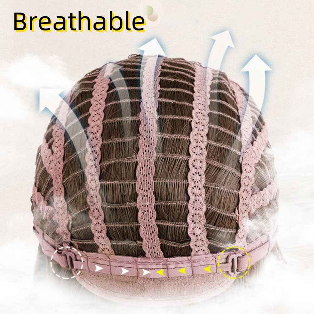 QJK Long Density Curly Wigs for Woman Dark Brown 25.6 Inch/65cm Natural Color Synthetic Hair Daily Use Cosplay