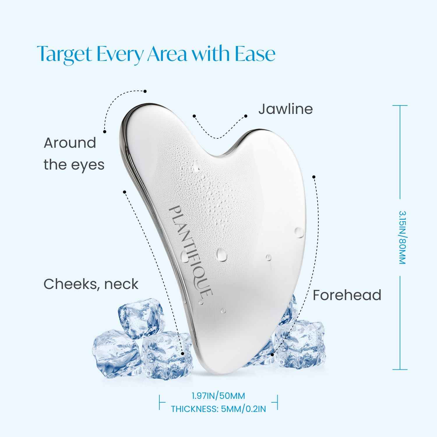 PLANTIFIQUE Gua Sha Rose Quartz Tool for Face Anti Aging Massage Tool and Stainless Steel Gua Sha Facial Tool, Skin Massage Tool for Face, Body, Eyes, Neck, Heart Style with Travel Pouch, Skin Care