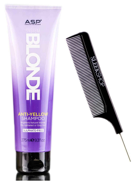Affinage ASP Mode Affinage ASP System BLONDE - ANTI-YELLOW Shampoo, Sulfate-Free (wSleek Comb) Neutralize Unwanted Yellow, Brighten Blonde, Grey or White Hair (ANTI-YELLOW, 9.3 oz (PACK OF 1))