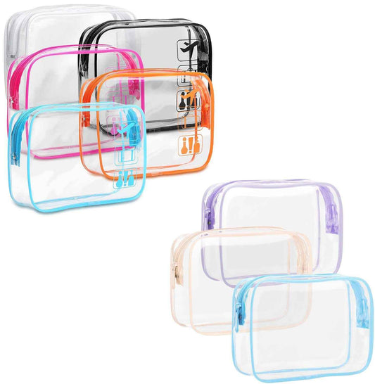 F-color 5 Pack TSA Approved Toiletry Bag and 3 Pack Clear Makeup Bag