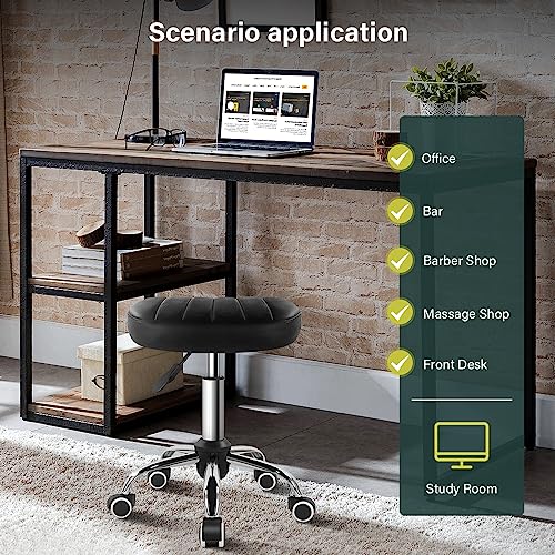Black Square Swivel Stool with Wheels - Height Adjustable