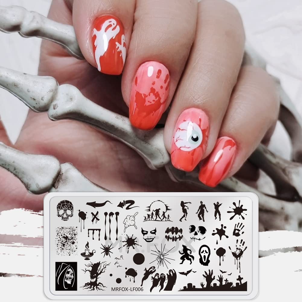 Mr. Fox Nail Printing Board Set Halloween Flame Leopard, Zebra and Snake Motifs Nail Art DIY Stamping Template