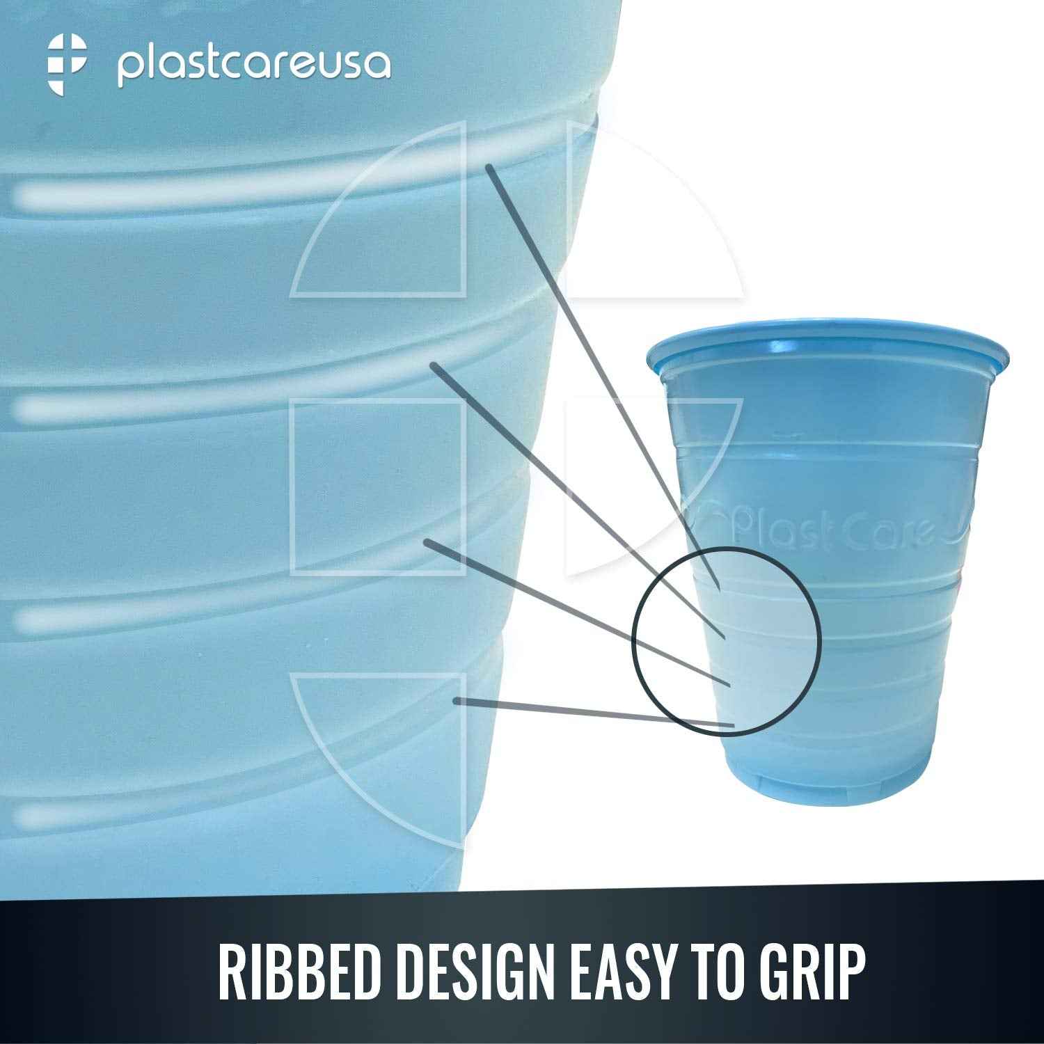 200 Disposable 5 Ounce Plastic Cups for Drinking, Rinse Mouthwash for Dental, Ribbed Design (Pink)