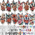 71 Sheets Temporary Tattoos - Watercolor Roses & Butterflies