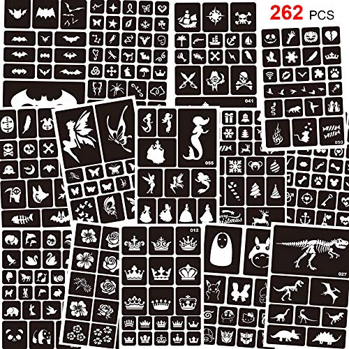 Konsait 262pcs Temporary Tattoo Stencils for Kids - Face & Body Art Kit