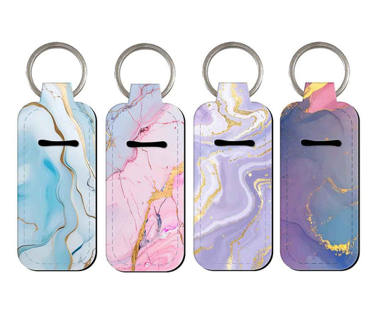 DMLSKY Lip Balm Holder Keychain, Sleeve Pouch for Mini Lipstick, Cute Portable Key Chain Accessories for Lip Balm, Lip Gloss or Lipstick （Colorful Marble）