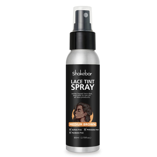 SHAKEBAR Lace Tint Spray for Wigs, 2.7 Fl Oz Medium Brown Shade, Quick Dry Formula for Even and Natural Look