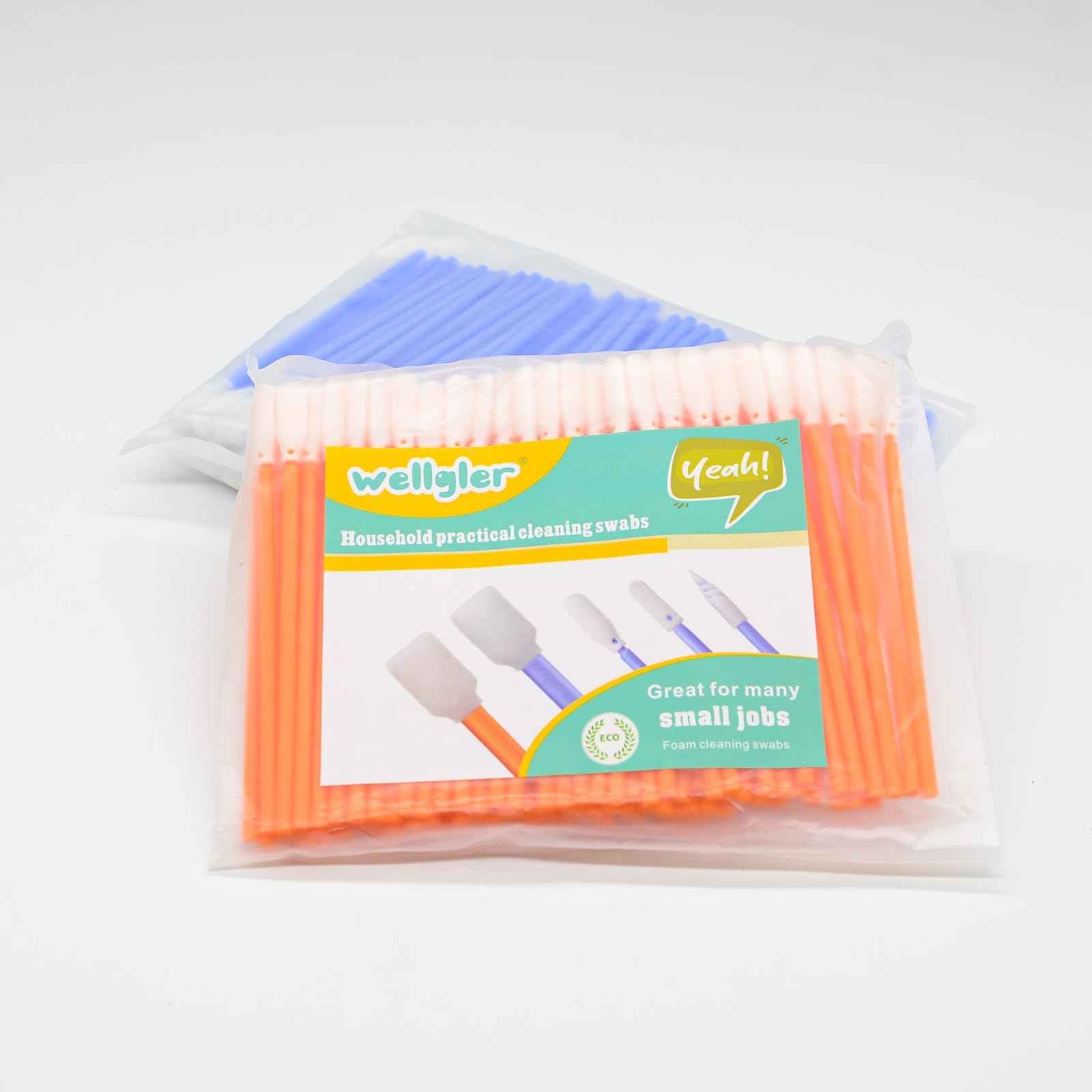 Wellgler's 3.65'' Foam Cleaning Swabs,Multi-Purpose Detailing Foam Tip Swabs, for Electronics,Gun,Car Vent,Printer,Sewing Machine. KM722 (Orange 200PCS)