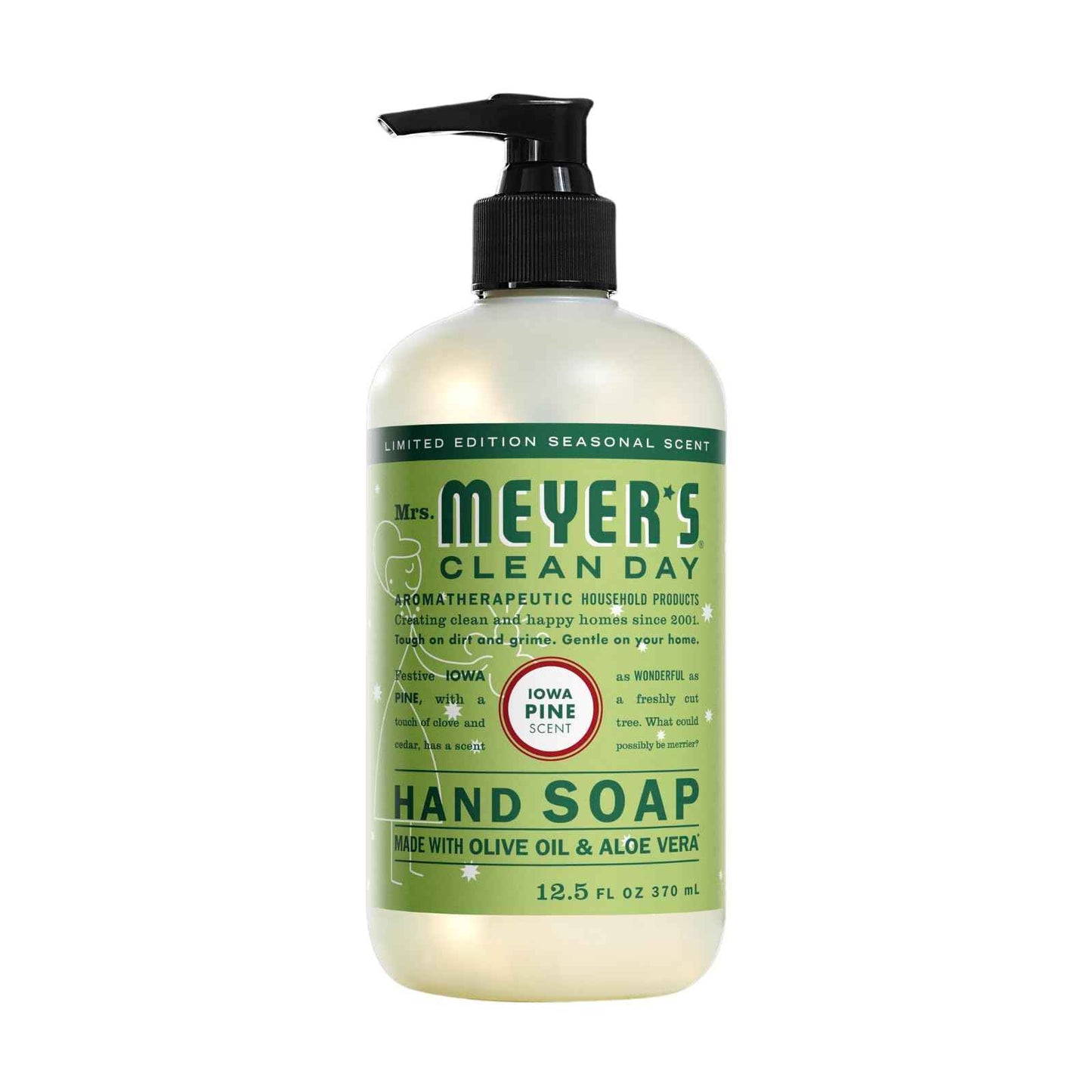 Mrs. MEYER'S Clean Day Liquid Hand Soap 6 Pack Variety, Gingerbread, Iowa Pine, Peppermint, Lavender, Lemon Verbena, Basil, 12.5 OZ Each, 1 CT
