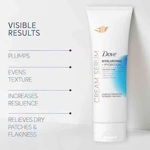Dove Cream Serum Hyaluronic + Hydration for Extra Dry, Flaky Skin, with Pro-Ceramides, Niacinamide and Collagen Peptides Lotion, 8 oz