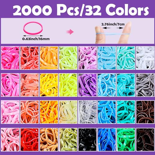 Auroray 2000 Pcs 32 Colors Elastic Hair Ties & Styling Tools Set