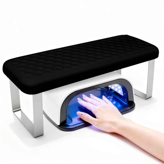 AIKYA Luxury Manicure Hand Rest for Nails Tech - Erasable Nail Arm Rest with Comfort Memory Foam, High Rebond & Non-Slip Aluminum Alloy Base-Black