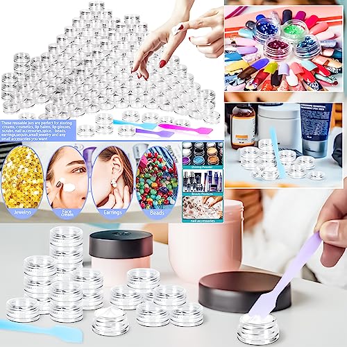 100 Pcs 3g Clear Plastic Cosmetic Jars with Lids & Spatulas
