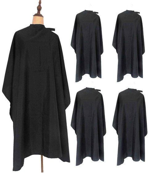 ST-BEST-P Haircut Cape Black Hair Cutting Salon Barber Capes Waterproof hairdressing for Clients Men Adults (5PCS-Barber Capes)
