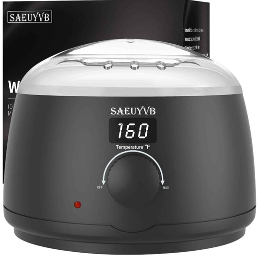 SAEUYVB Professional Digital Wax Warmer with Lid and 16oz Pot for Hair Removal (Black)