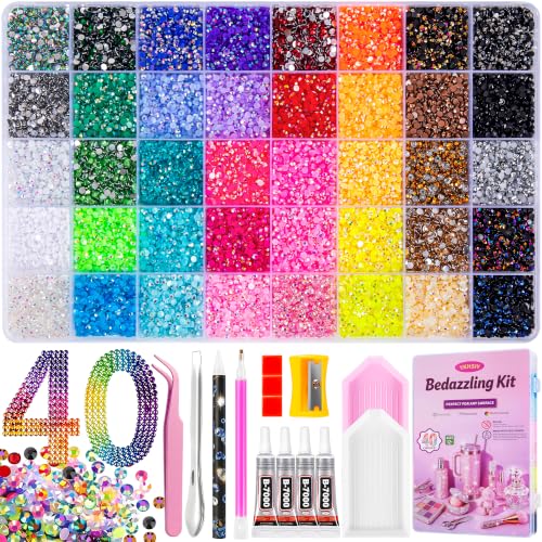 Bedazzling Kit 40000Pcs 3mm Rhinestones 40 Colors with B7000 Glue & Tools