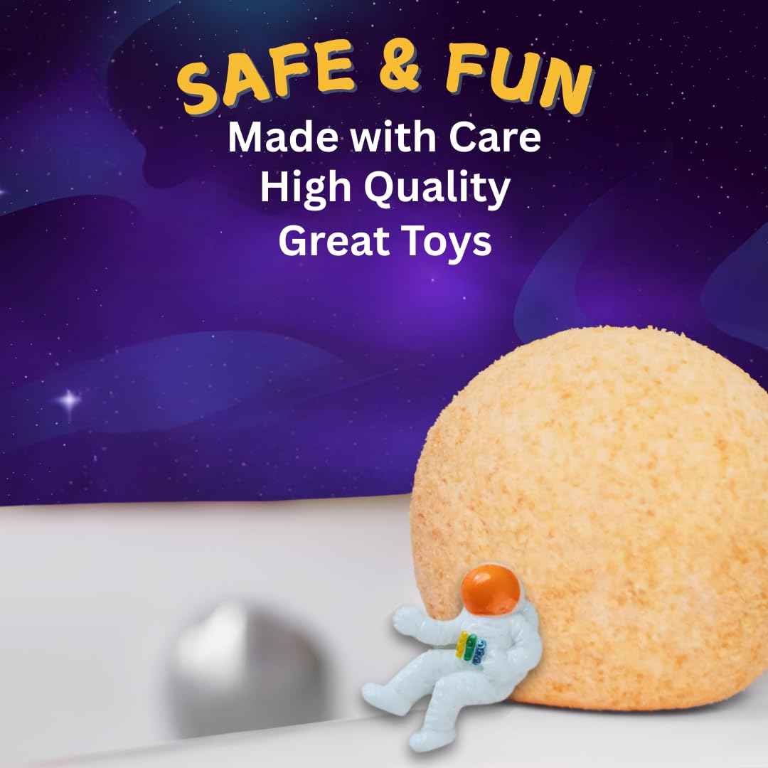 EvolutionUSA Space Bath Bombs for Boys & Girls, 6 Planet Bath Balls with Toy Hidden Inside, Organic Hypoallerganic Childrens Bathbombs, Cosmic Fun Space Surprise, Gift Set Birthday, Christmas, Easter