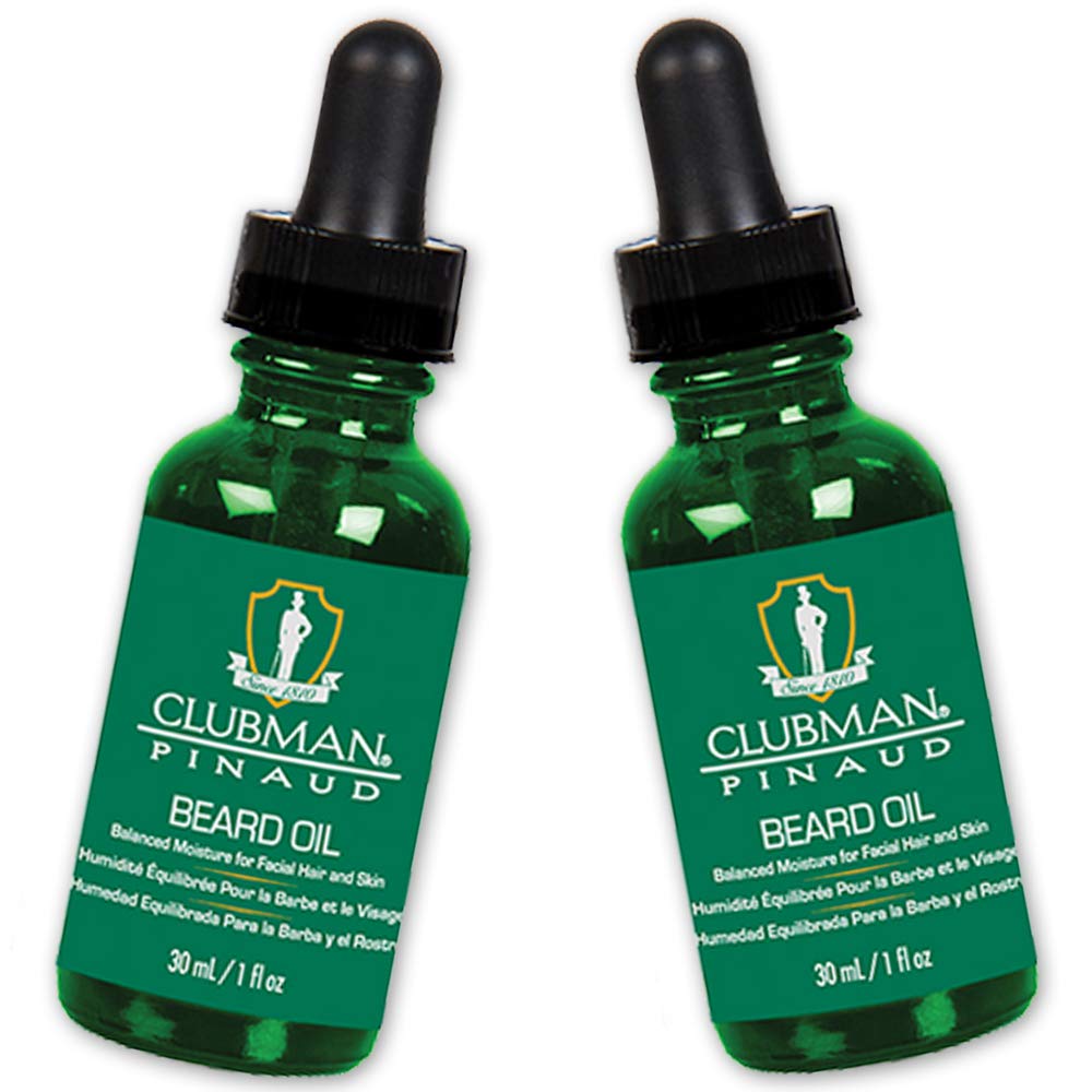 Clubman Pinaud Beard Oil, Balanced Moisture for Facial Hair and Skin, 1 oz x 2 pack