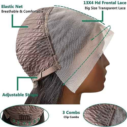 Douyin Bob Wig Human Hair 13x4 Frontal Lace Wig Body Wave HD Lace Front Wigs Human Hair Pre Plucked Glueless Bob Wigs for Women (16 inch, Natural Black)