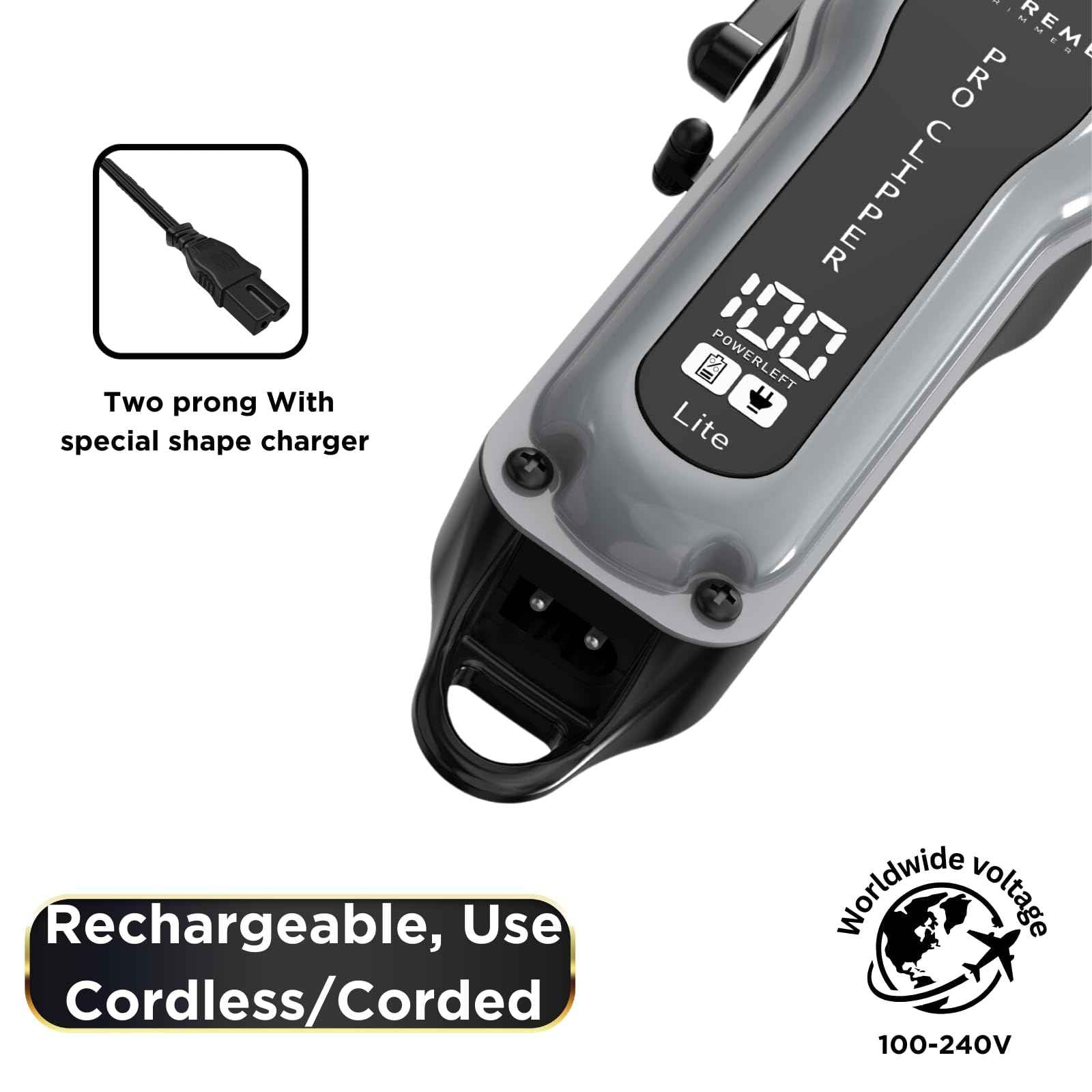 Supreme Trimmer Pro Clipper Lite | 210 Min Run Time Professional Hair Cutting Tool Set + Hair Comb, Scissors & Fade Blade | STC5000