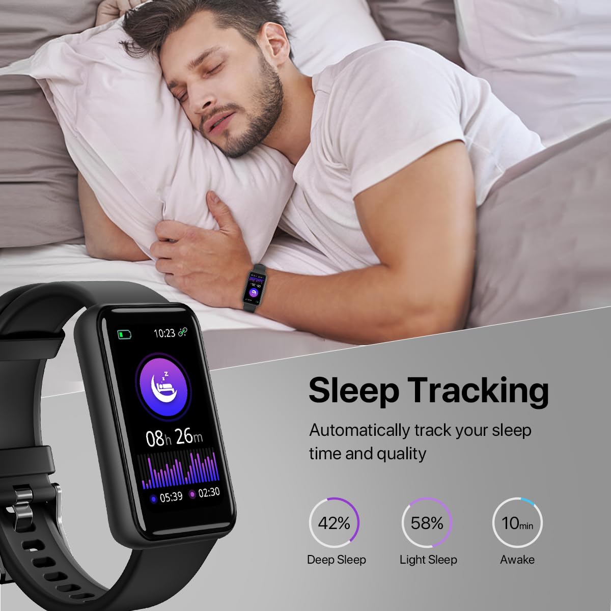 WalkerFit Fitness Tracker Watch for Men, Reloj Inteligente Hombre with Blood Pressure Heart Rate Sleep Monitor, Waterproof Activity Tracker and Android Smart Watch for iPhone, Step Tracker, Pedometer