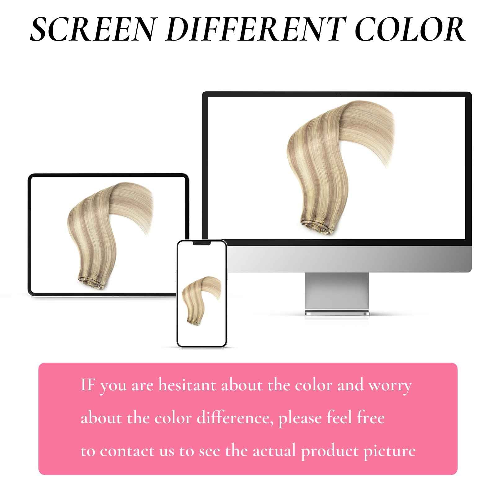 Human Hair Clip in Extensions Ash Blonde and Highlighted Bleach Blonde Clip in Hair Extensions Real Human Hair 14inch/90g Straight Clip ins 100% Real Human Hair Extension for Women 8pcs