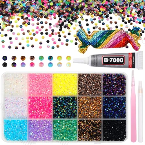 15000 Pcs 3mm Flatback Rhinestones Bedazzling Kit - Multicolor