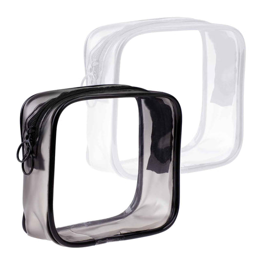 Sliverdew 2 PCS Small Clear Makeup Bags Zipper Pouch Mini Cosmetic Bag White Black Toiletry Bag for Men Purse Essentials Items Women Purse Travel Accessories