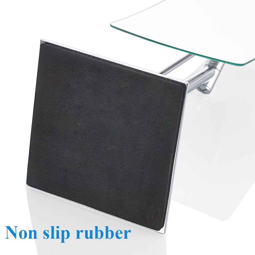 Gecious Table Standing Rectangular Vanity Makeup Mirror with 3X Magnification, High Adjustable, Made of 304 Stainless Steel, for Hotel Bathroom Polished Chrome