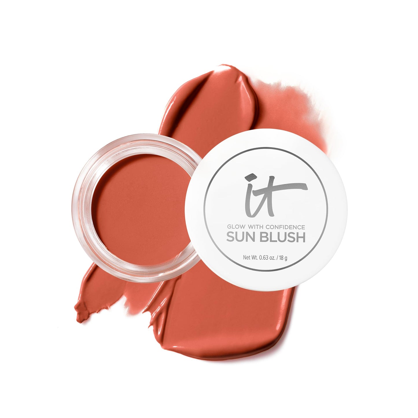 IT Cosmetics Glow with Confidence Sun Cream Blush, Sun Warmth-Blendable & Buildable Blush + Bronzer for a Pop of Sun-Blushed Color - 24HR Hydration with Hyaluronic Acid, Peptides & Vitamin E- 0.63 oz