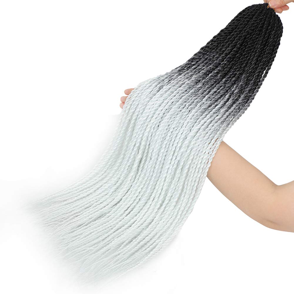 6Pack Senegalese Twist Crochet Hair Ombre White Box Braids Synthetic Hair Extensions 30Roots/Pack Small Havana Twist Crochet Hair 24inch(1B/White, 600g/Lot)