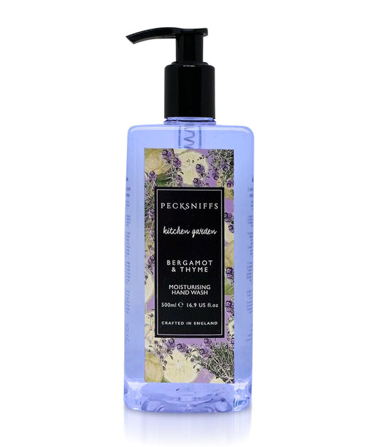 Pecksniff's Moisturizing Hand Wash - Vitamin B Enriched, Natural & Gentle Cleanser, Luxurious Hand Wash 500ml/16.9 fl oz (Bergamot & Thyme)