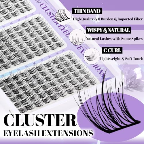 Fyonas Wispy Eyelash Clusters - 180pcs C Curl 10-16mm