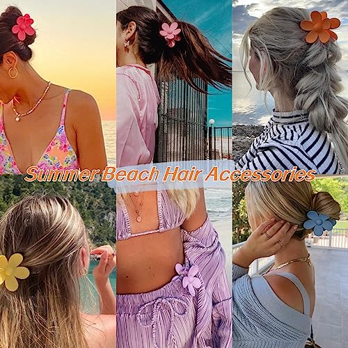 SCRMROIA Flower Hair Claw Clips, Big Large Floral Daisy Hair Clip, Strong Hold, Non Slip Jaw Matte Clips for Women Girls, Colorful Summer Beach Hair Accessories Gift (Set B)