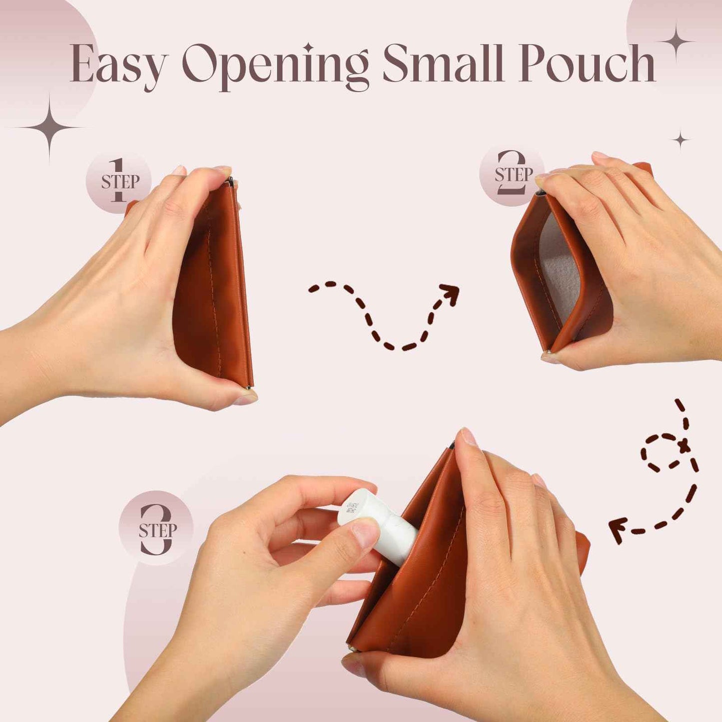 ISKYBOB 4PCS Small Makeup Bag for Purse, Portable Lambskin Pocket Cosmetic Bag Squeeze Top Coin Purse for Women Snap Closure Organizer Pouch Mini Self-Closing Lipstick Pouchic for Travel (Business)